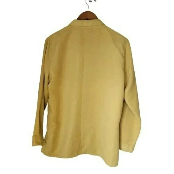 CHICO'S Women's Button Front size 2 Long Sleeve yellow Polyester Shirt Blouse - Picture 2 of 9